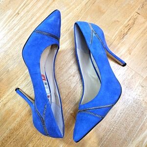 Enzo Angiolini Pop Culture Pointed Toe, Blue Suede, Stiletto Pumps womens 10